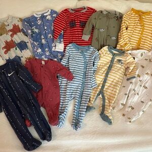 Bundle of 11 boys 0-3 month Footy pajamas/sleepers